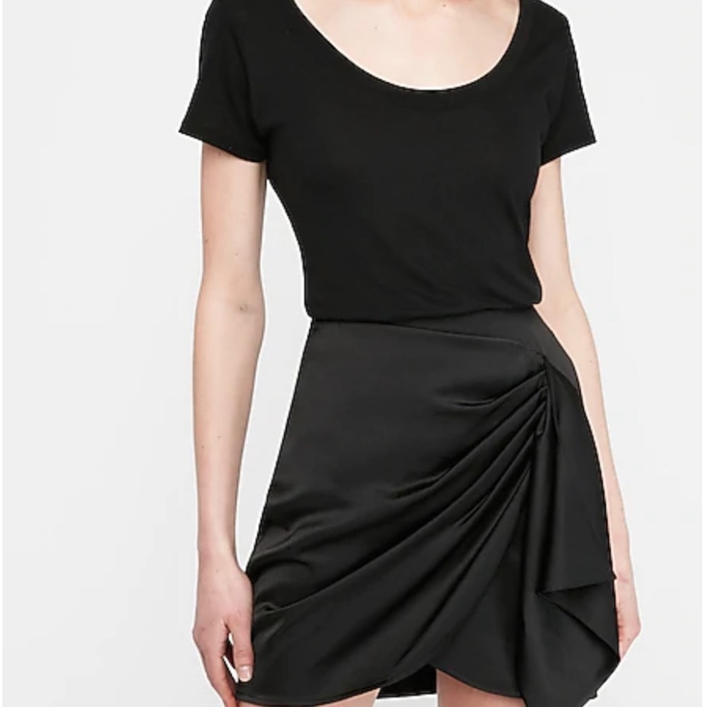 Express - Satin Drape Front Mini Skirt
